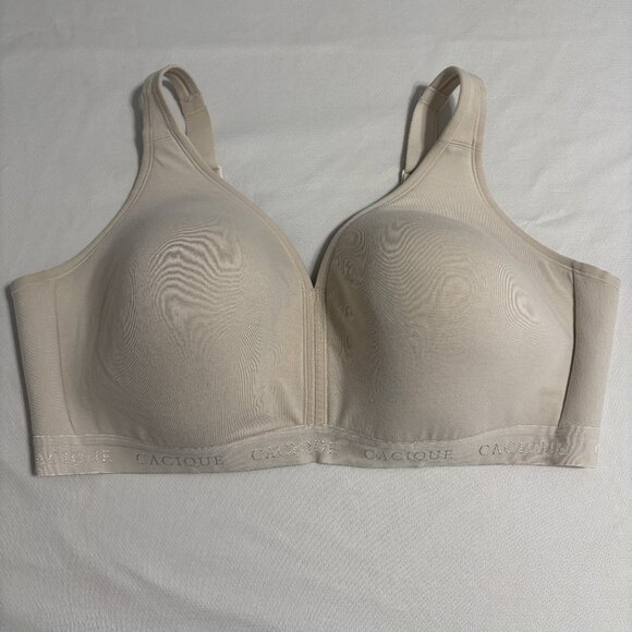 Cacique Lightly Lined No-Wire Wireless Nude T-Shirt Back Smoothing Bra 46DDD - Picture 5 of 10